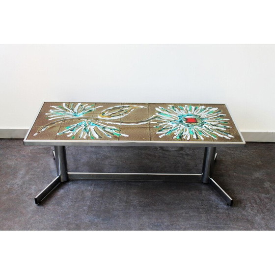 Image 1 of Vintage ceramic and chrome coffee table