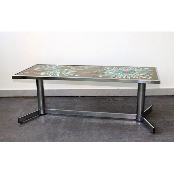 Image 1 of Vintage ceramic and chrome coffee table