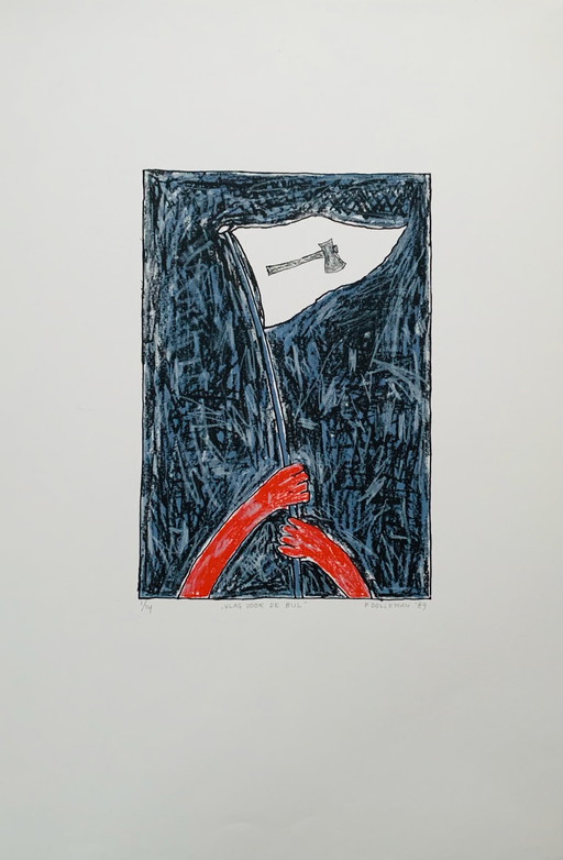 Lithography Petra Dolleman - Flag for the Axe