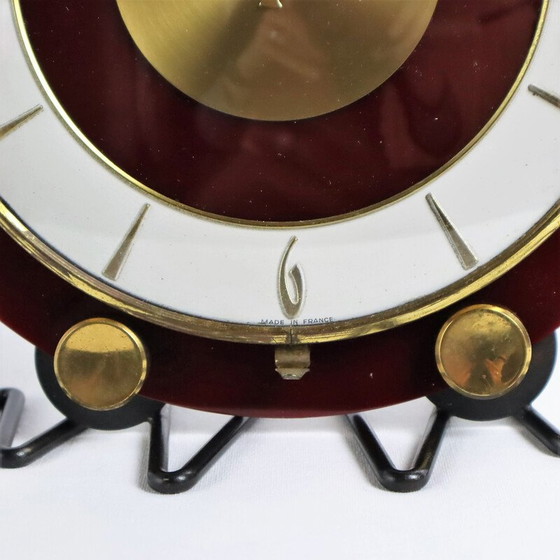 Image 1 of Vintage Bayard clock in red, white and gold bakelite, 1960