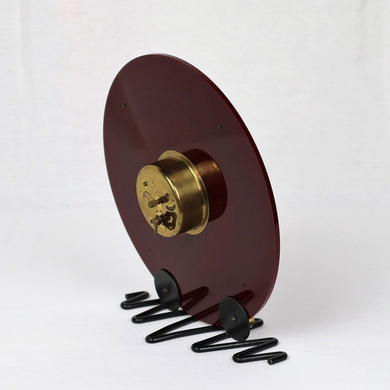 Image 1 of Vintage Bayard clock in red, white and gold bakelite, 1960