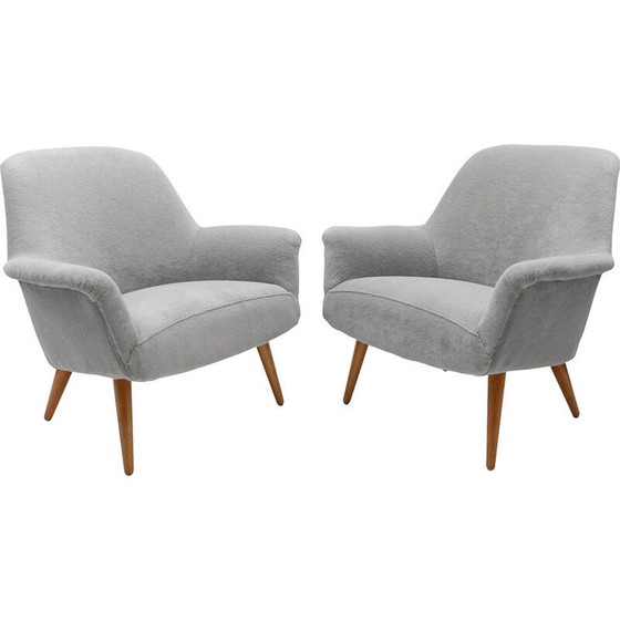 Image 1 of Coppia di poltrone vintage in tessuto Teddy, 1950