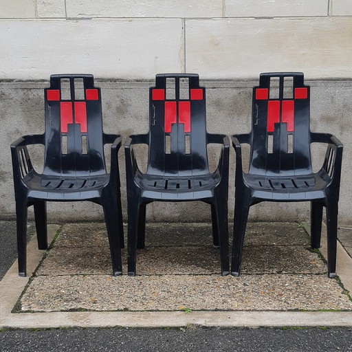 Set of 3 vintage garden armchairs by Pierre Paulin for Stamp, 1970