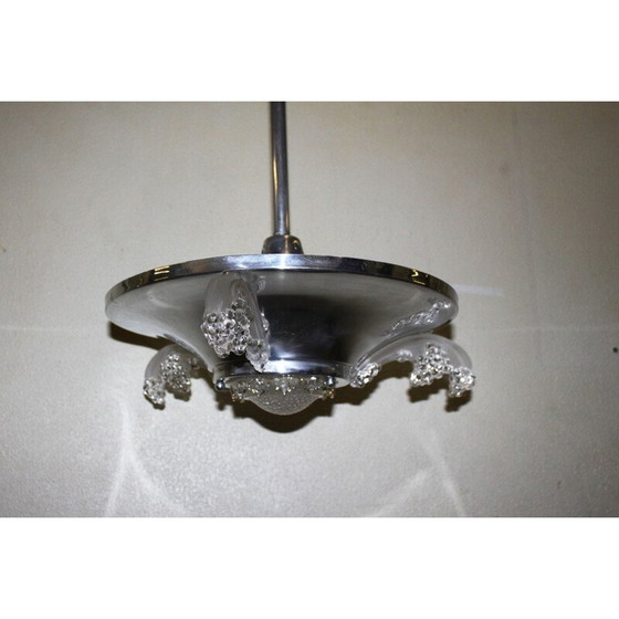 Image 1 of Lampada a sospensione Art Déco in vetro e metallo per Ezan, Francia, anni '20