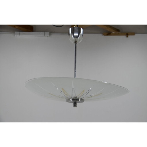 Vintage glass chandelier, Czechoslovakia 1950s