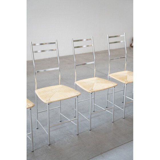 Image 1 of Lot de 6 chaises vintage Bagutta en aluminium pour Ycami, Italie 1970