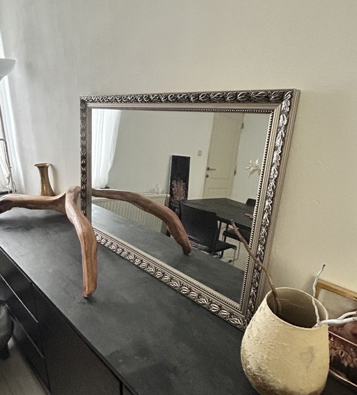 Silver Bronze Wood Carved Mirror