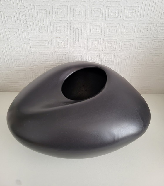 Image 1 of Ikea Bigarro design ceramic vase dark gray