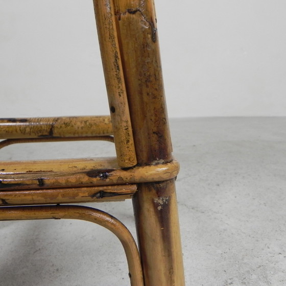 Image 1 of Bamboo Barstool With Skai Seat In Cow Print, 1950s