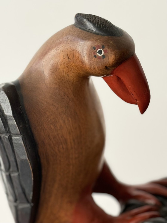 Image 1 of Large Wooden African Bird Sculpture