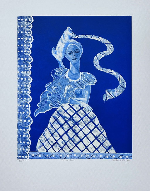 Screenprint Cecile de Bruijn - L'amour blue