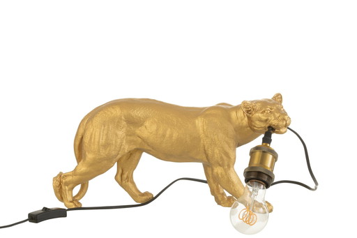 Table Lamp Cougar In Gold