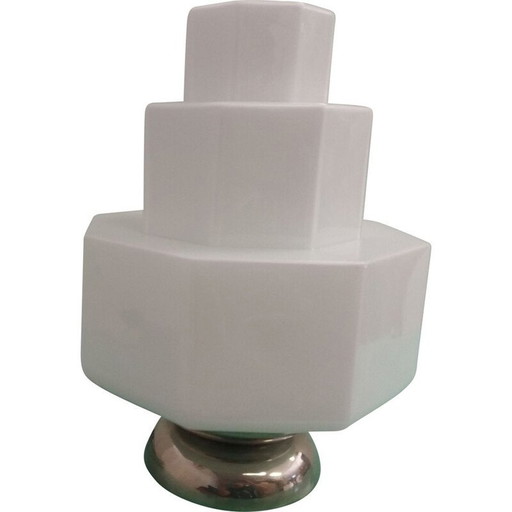 Lampada da tavolo vintage in cromo e vetro, Cecoslovacchia 1940