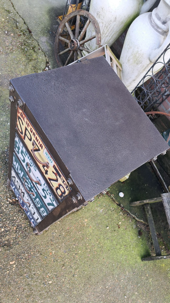 Image 1 of Industrial Wooden Chest of Drawers, Hall Cabinet Size 40 x 35cm And 99cm High