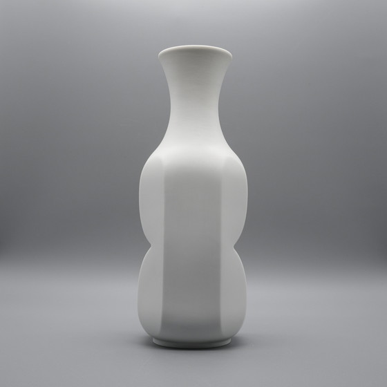 Image 1 of HUTSCHENREUTHER Vase ARCHAIS en porcelaine biscuit TRIO Heinrich FUCHS Op Art Retro