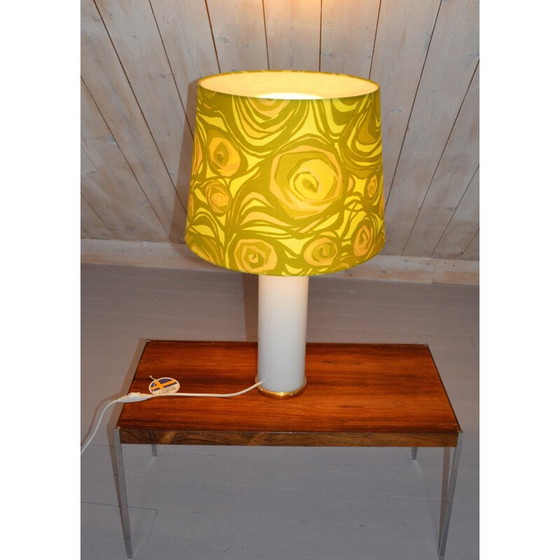 Image 1 of Vintage table lamp with white glass and gold base by Uno and Osten Kristiansson for Luxus, Sweden 1960