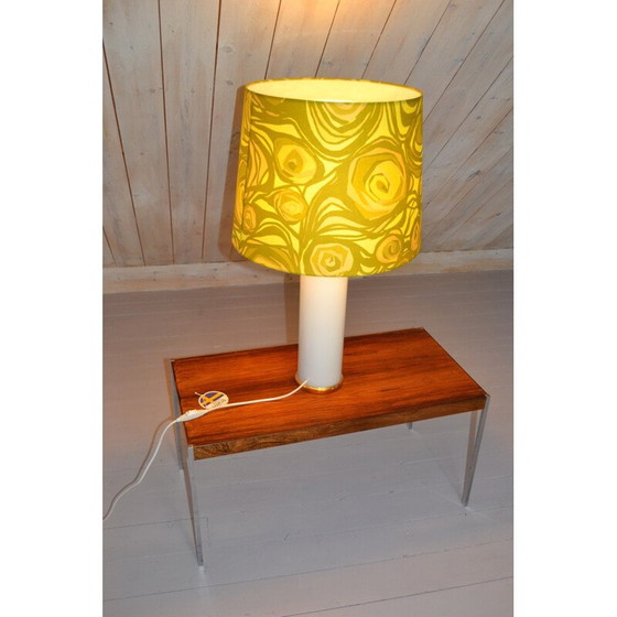 Image 1 of Vintage table lamp with white glass and gold base by Uno and Osten Kristiansson for Luxus, Sweden 1960