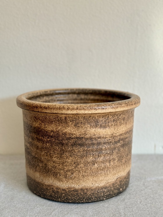 Image 1 of Grande vaso da fiori in ceramica vintage nei toni del marrone