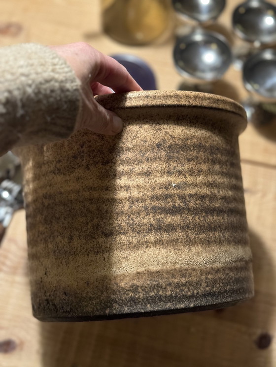 Image 1 of Grande vaso da fiori in ceramica vintage nei toni del marrone