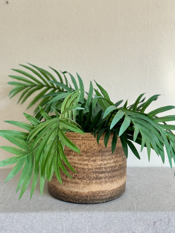 Image 1 of Grande vaso da fiori in ceramica vintage nei toni del marrone