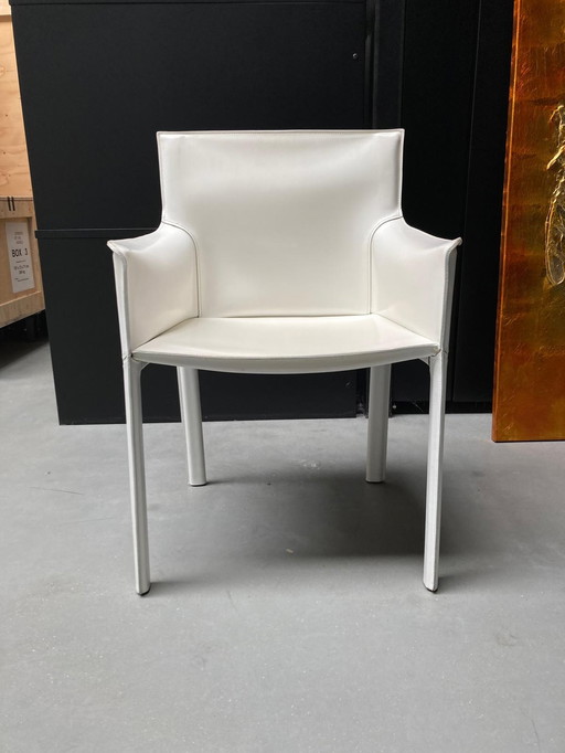 6x Enrico Pellizzoni chaises de salle à manger blanches