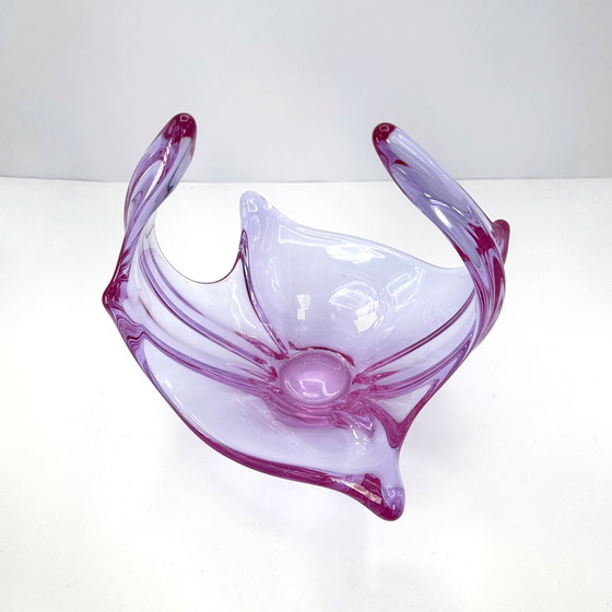 Image 1 of XXL Bowl Alexandrite Glass Mid - Century Pink 50s