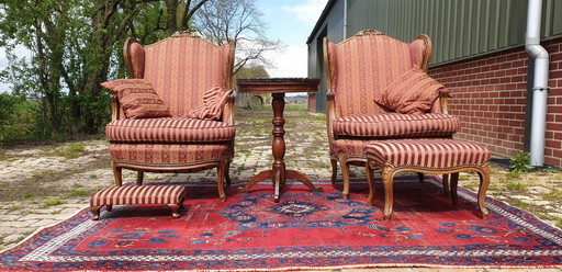 Louis Baroque Armchairs With Footstool