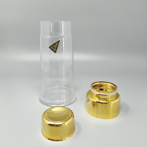 Image 1 of 1970S Gorgeous Cocktail Shaker With Ice Bucket By Dorval In Gold Plate 24K And Crystal. Made In Italy