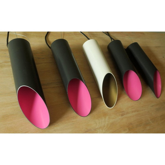 Image 1 of Set of 5 vintage cinema pendant lamps, 1970s
