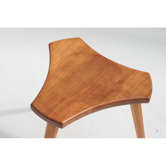 Image 1 of Pair of vintage beech and elm stools, France, 1950s