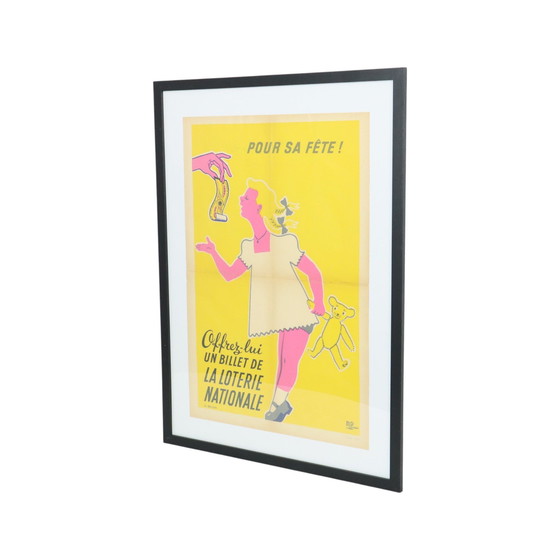 Image 1 of Framed Advertising Poster Loterie Fifties