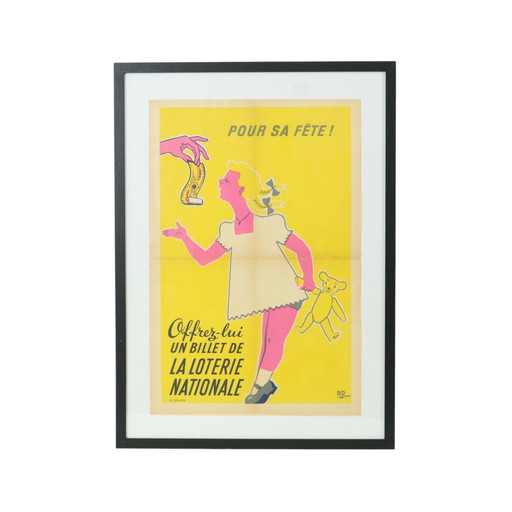 Framed Advertising Poster Loterie Fifties