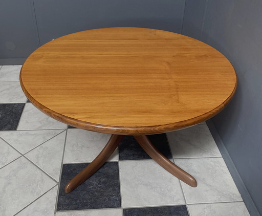 Round wood coffee table 1960s