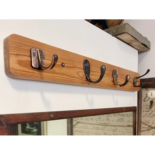 Appendiabiti vintage in legno massello con 4 ganci