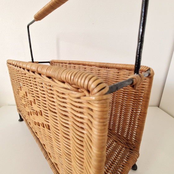 Image 1 of 60'S Vintage Reading Basket Magazines Rack