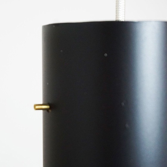 Image 1 of Vintage Zylinder black metal and brass pendant lamp by J. T. Kalmar, Austria 1960