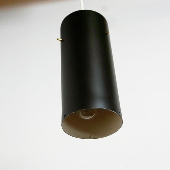 Image 1 of Vintage Zylinder black metal and brass pendant lamp by J. T. Kalmar, Austria 1960