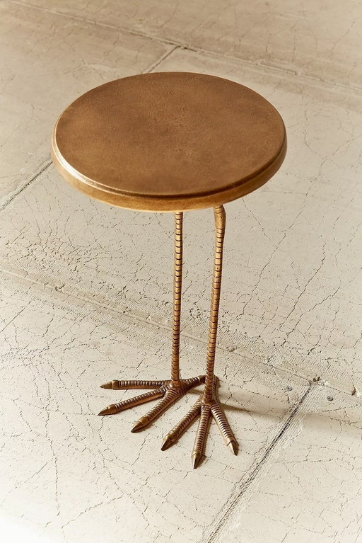 Gold Metal Side Table Bijzettafel Bird-Like Two Bird Feet