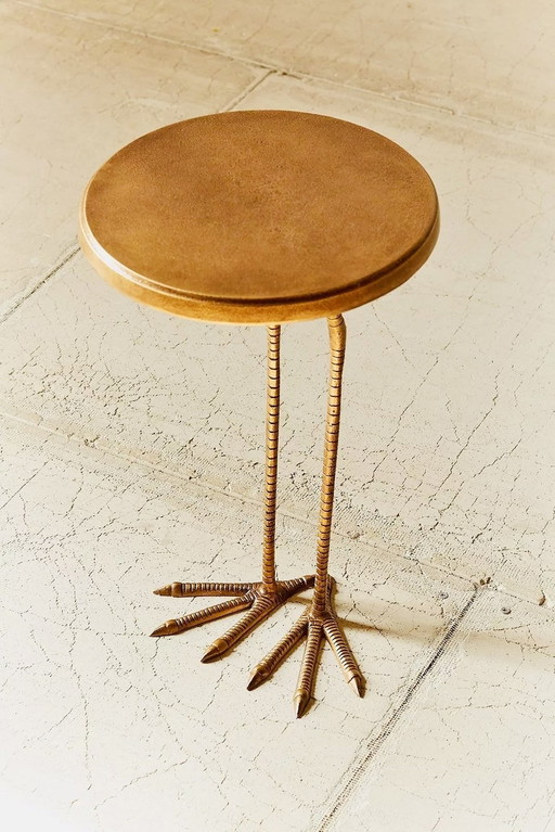 Gold Metal Side Table Bijzettafel Bird-Like Two Bird Feet