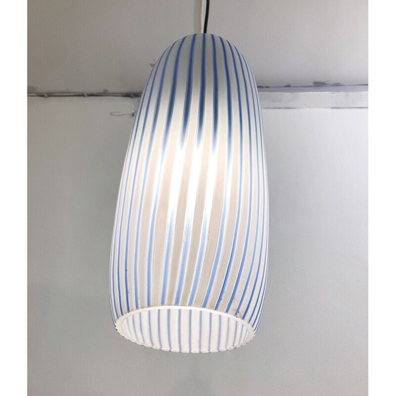 Image 1 of Lampada a sospensione vintage in vetro blu, Italia 1960