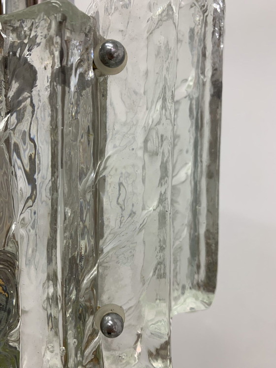 Image 1 of Kalmar Franken KG Hanging Lamp in Frosted Ice Glass J. T. Kalmar - 1960s