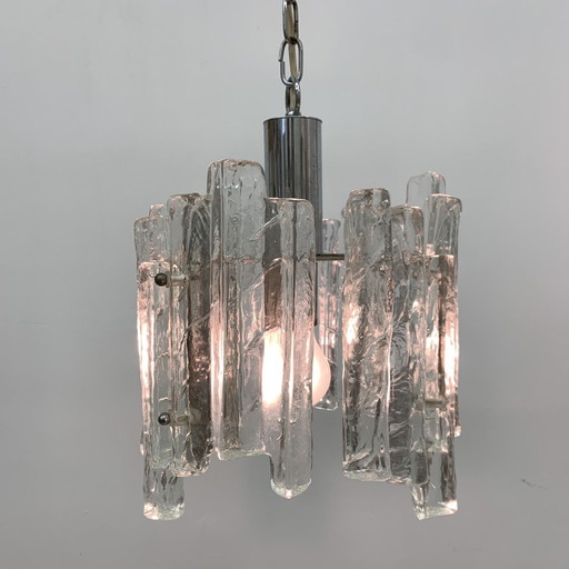 Kalmar Franken KG Hanging Lamp in Frosted Ice Glass J. T. Kalmar - 1960s