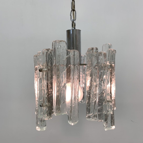 Image 1 of Kalmar Franken KG Hanging Lamp in Frosted Ice Glass J. T. Kalmar - 1960s