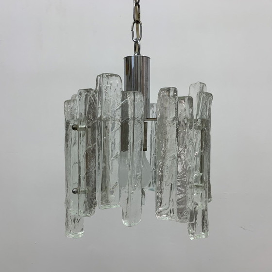 Image 1 of Kalmar Franken KG Hanging Lamp in Frosted Ice Glass J. T. Kalmar - 1960s