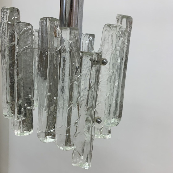 Image 1 of Kalmar Franken KG Hanging Lamp in Frosted Ice Glass J. T. Kalmar - 1960s