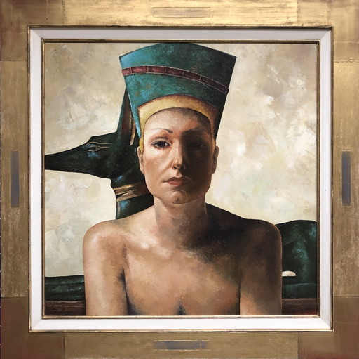 W. van Vondel Nefertiti Original oil painting – schilderijen tekeningen, Canvas, Klassiek