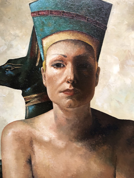 W. van Vondel Nefertiti Original oil painting – schilderijen tekeningen, Canvas, Klassiek (photo 2 of 6)