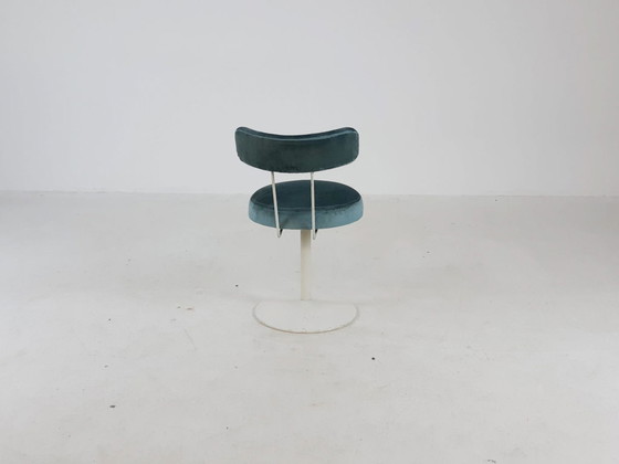 Image 1 of Metal space age vanity stool in velvet