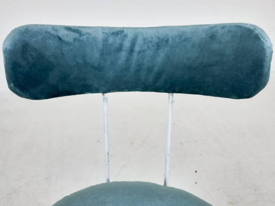 Image 1 of Metal space age vanity stool in velvet