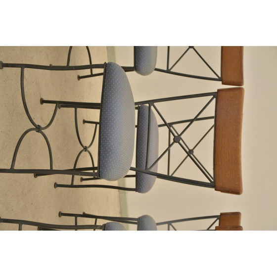 Image 1 of Set di 6 sedie da ristorante vintage in metallo e legno